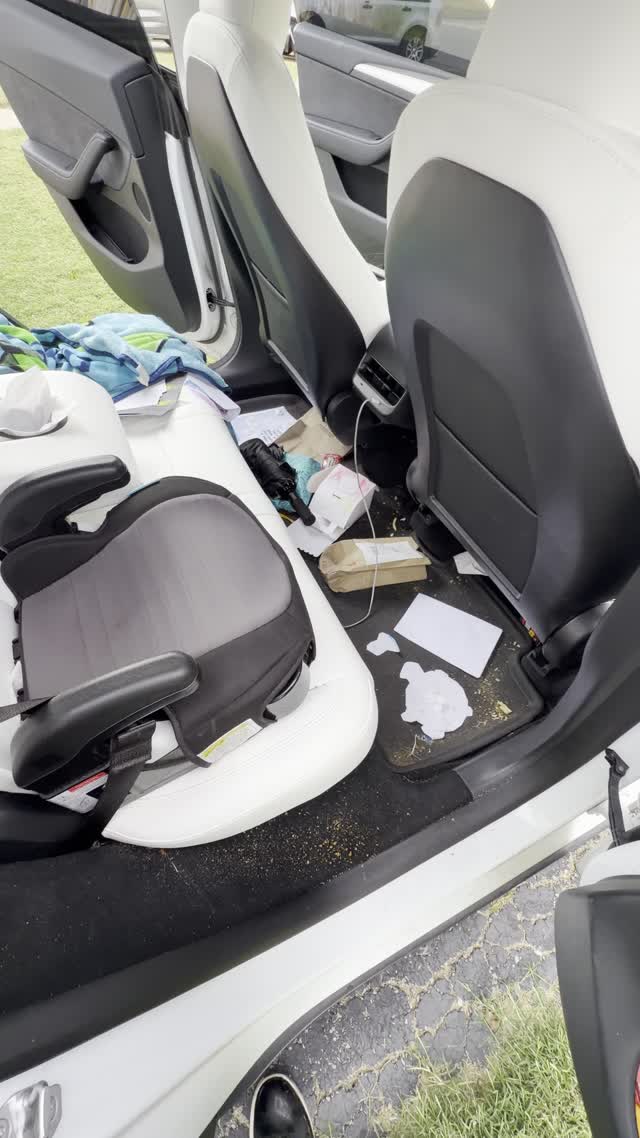 Before detailing, cluttered back seat