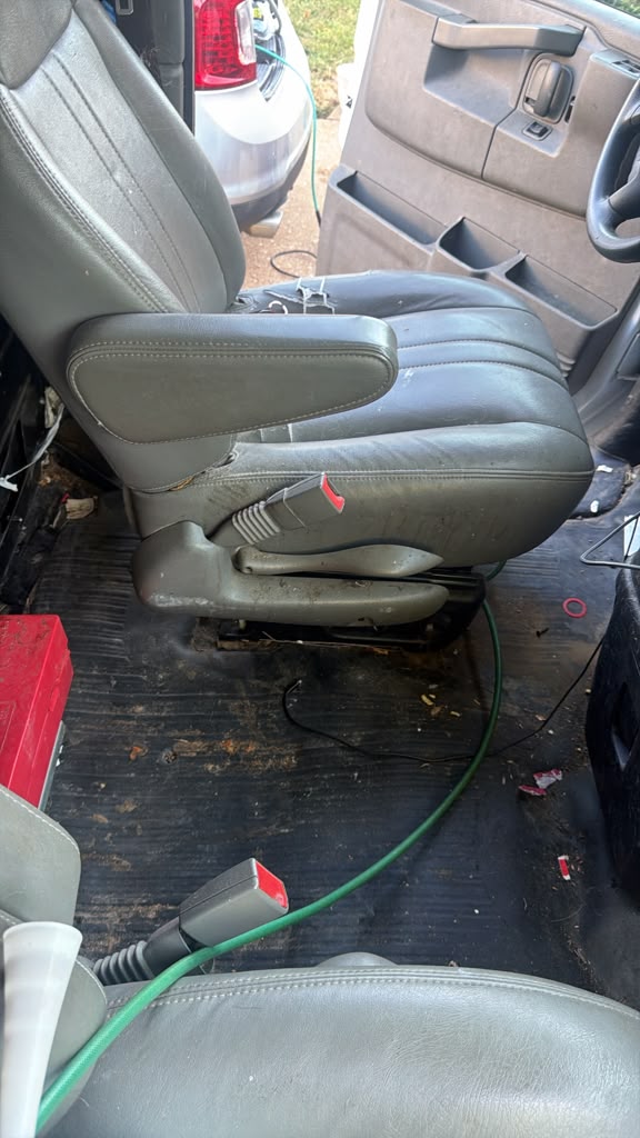Before detailing, grimy worn seat